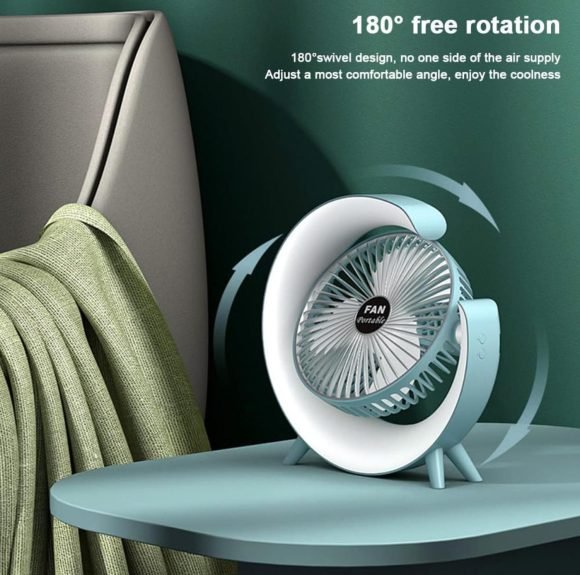 Ventilador Portátil Giratorio Con Luz Multicolor - Imagen 5