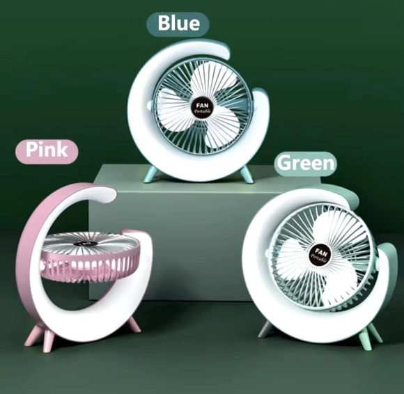 Ventilador Portátil Giratorio Con Luz Multicolor - Imagen 3