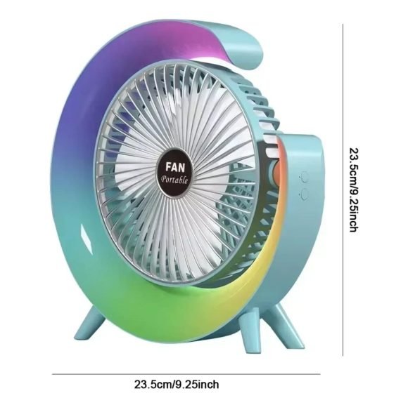 Ventilador Portátil Giratorio Con Luz Multicolor - Imagen 2