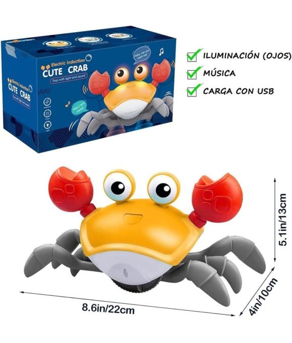 Cangrejo Musical Recargable USB Con Sensor Para Bebes - Imagen 2