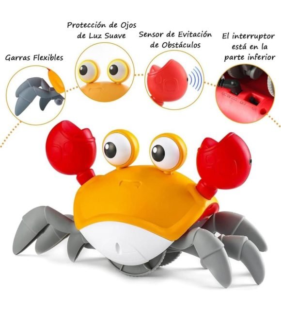 Cangrejo Musical Recargable USB Con Sensor Para Bebes - Imagen 3