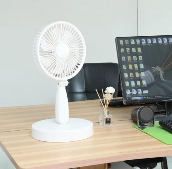 Ventilador Recargable Ajustable Blanco Grande - Imagen 4