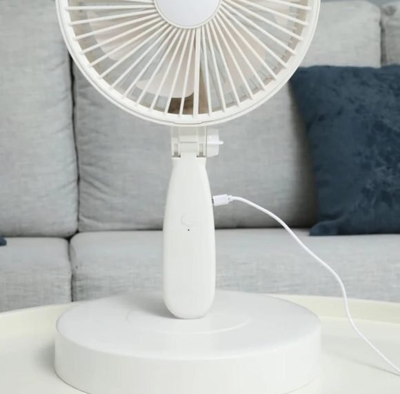 Ventilador Recargable Ajustable Blanco Grande - Imagen 3