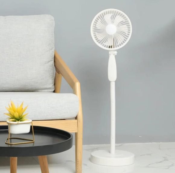 Ventilador Recargable Ajustable Blanco Grande - Imagen 2