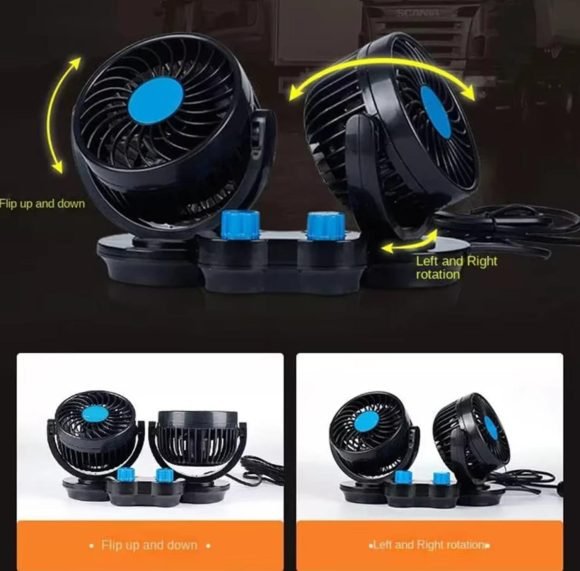 Ventilador Doble Para Auto 12V Ventilador Giratorio - Imagen 4
