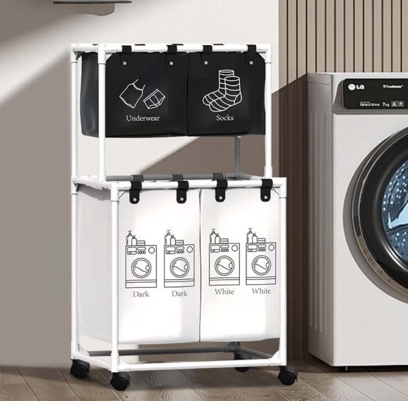 Cesto Plegable Para Ropa Sucia Organizador Con Separación - Imagen 4