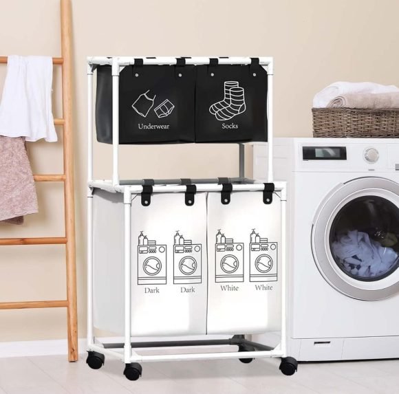 Cesto Plegable Para Ropa Sucia Organizador Con Separación