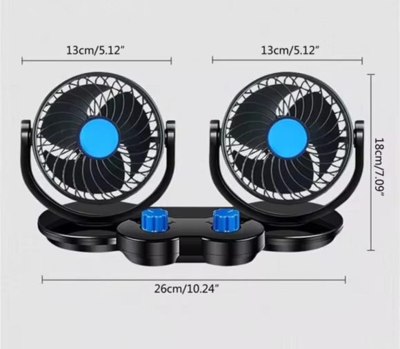 Ventilador Doble Para Auto 12V Ventilador Giratorio - Imagen 3