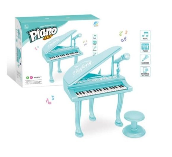 Piano Musical Con Micrófono Y Asiento Para Niños