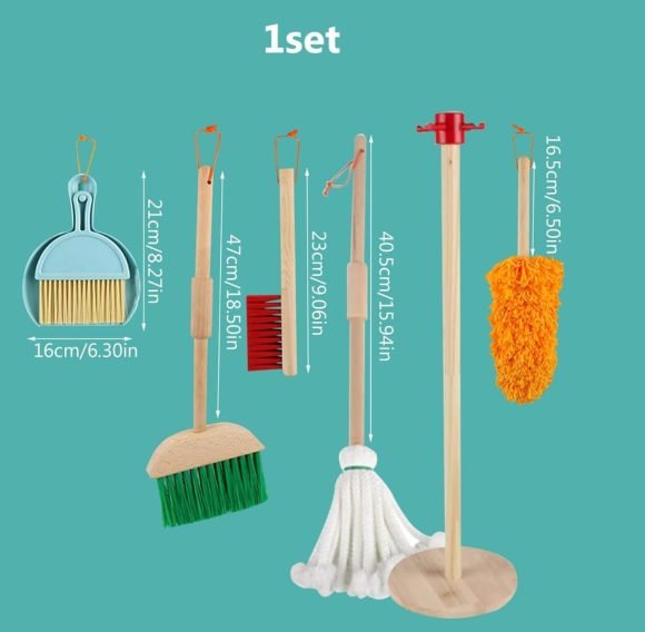 Set De Aseo Y Limpieza Para Niños Set De Madera - Imagen 4