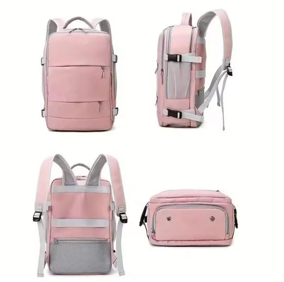 Mochila Para Viaje Multifuncional Con Espacio Para Zapatos Rosa - Imagen 4
