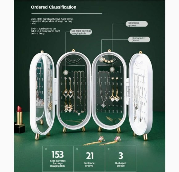 Joyero Plegable Verde Organizador De Aros Cadenas Y Anillos - Imagen 5