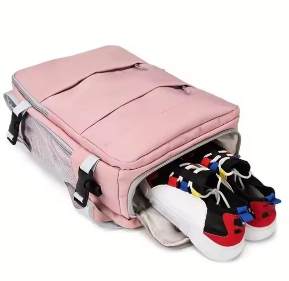 Mochila Para Viaje Multifuncional Con Espacio Para Zapatos Rosa - Imagen 3