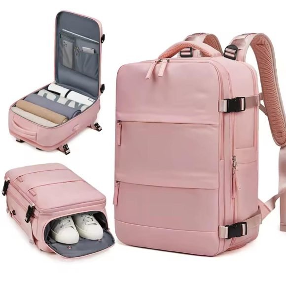 Mochila Para Viaje Multifuncional Con Espacio Para Zapatos Rosa - Imagen 2