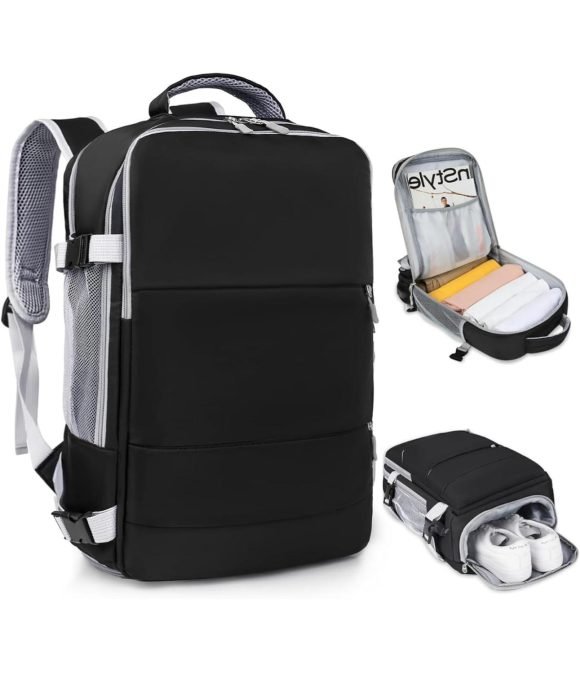 Mochila Para Viaje Multifuncional Con Espacio Para Zapatos Rosa - Imagen 7
