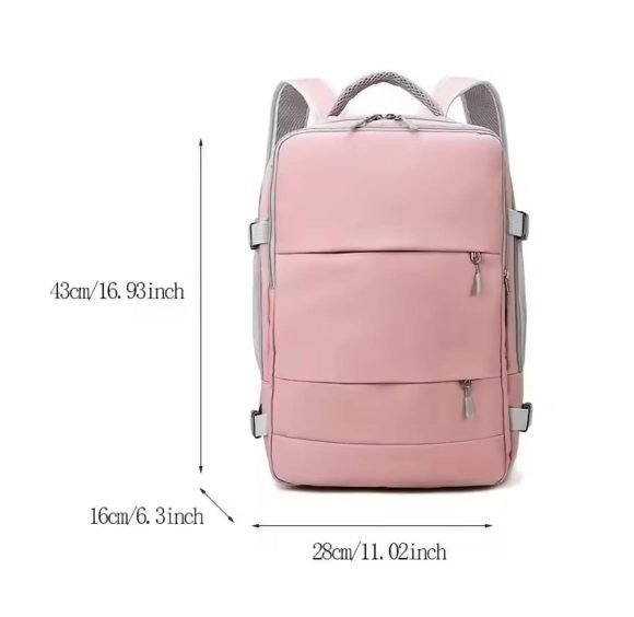 Mochila Para Viaje Multifuncional Con Espacio Para Zapatos Rosa - Imagen 6