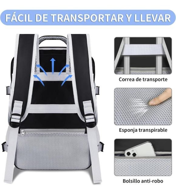 Mochila Para Viaje Multifuncional Con Espacio Para Zapatos Rosa - Imagen 8