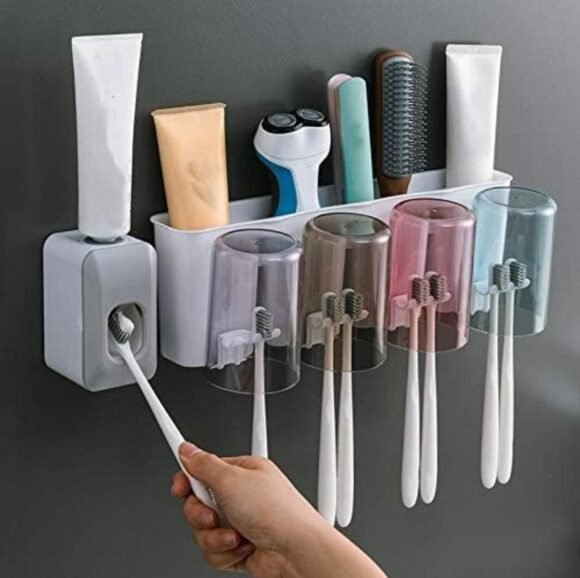 Dispensador Pasta Dental Y Porta Cepillos De Dientes - Imagen 2